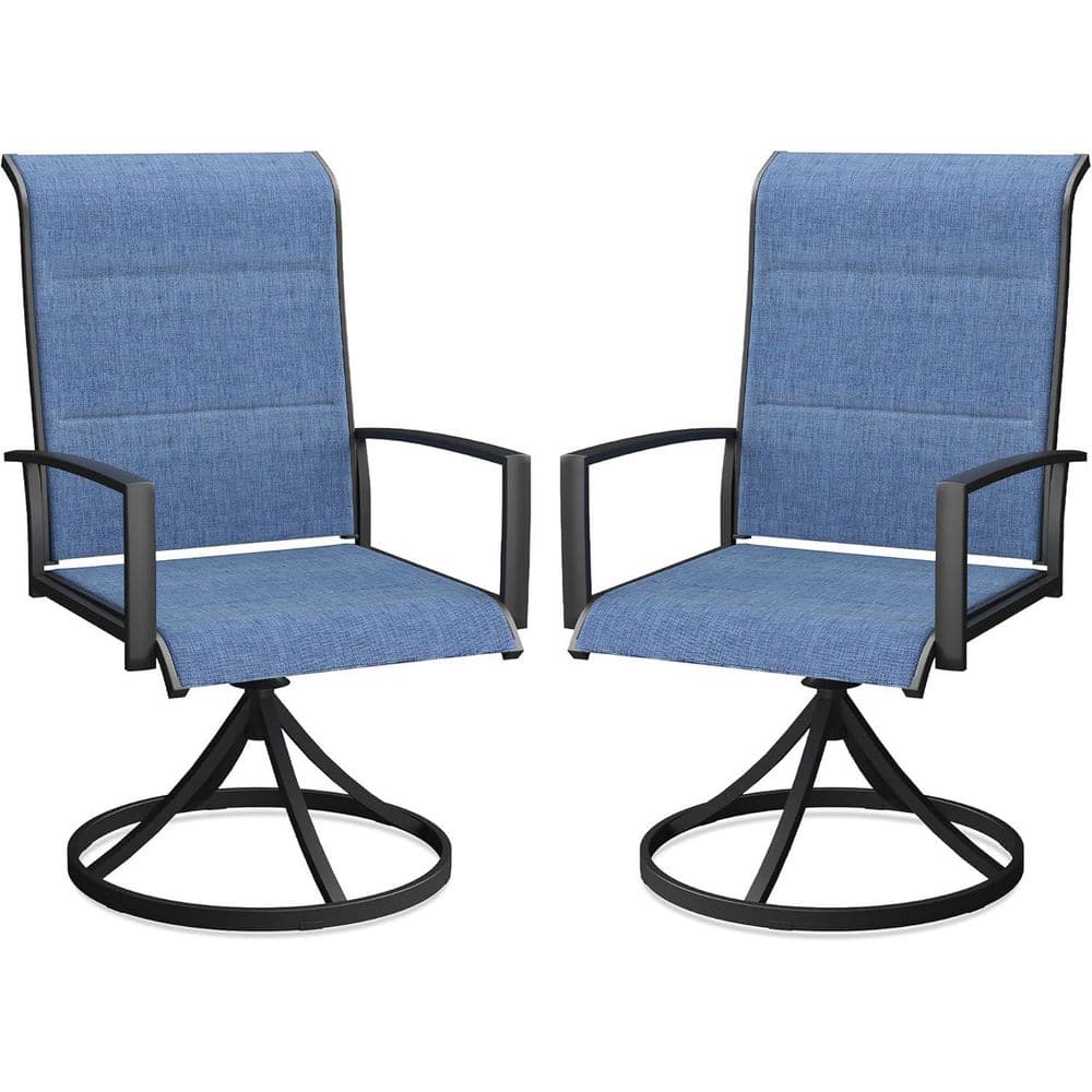 2-Piece Outdoor Patio Swivel Dining Chairs with 360° Rotation and Metal Frame, Blue price history on PriceWatchPro