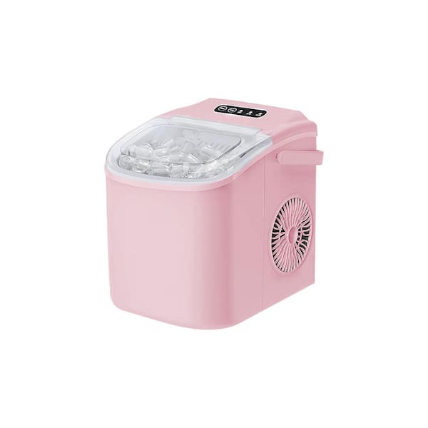 8.8 in. Ice Production Per Day 26 lbs. Bullet Portable Ice Maker in Pink with Transparent Cover, 2-Sizes Ice Cubes
