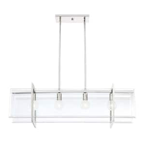 Ethan 4-Light Polished Nickel Chandelier with Clear Beveled Glass Shades For Dining Rooms