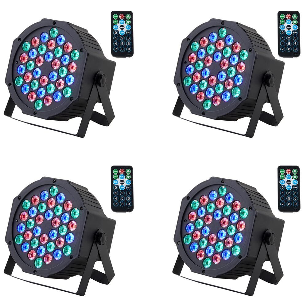 VEVOR 36LED RGB Stage Light PAR20 8-Watt 4000K Light 7-Mode DMX Beam Disco Light 1 Bulb Included Indoor (4-Pack)