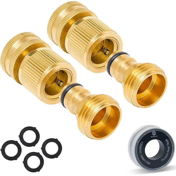 Morvat 3 4 In All Brass Quick Connect Disconnect Garden Hose Fittings   Morvat Hose Connectors Mor Abqconnector 2 A 64 600 