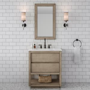 Oakman 30 in. W x 22 in. D x 34.3 in. H Bath Vanity in Grey Oak with Marble Top with White Basin and ORB Faucet