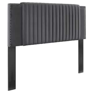 Felicity Channel Tufted Performance Velvet Twin Headboard in Charcoal