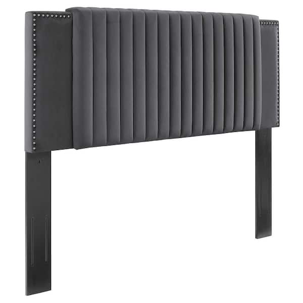 MODWAY Felicity Channel Tufted Performance Velvet Twin Headboard in Charcoal