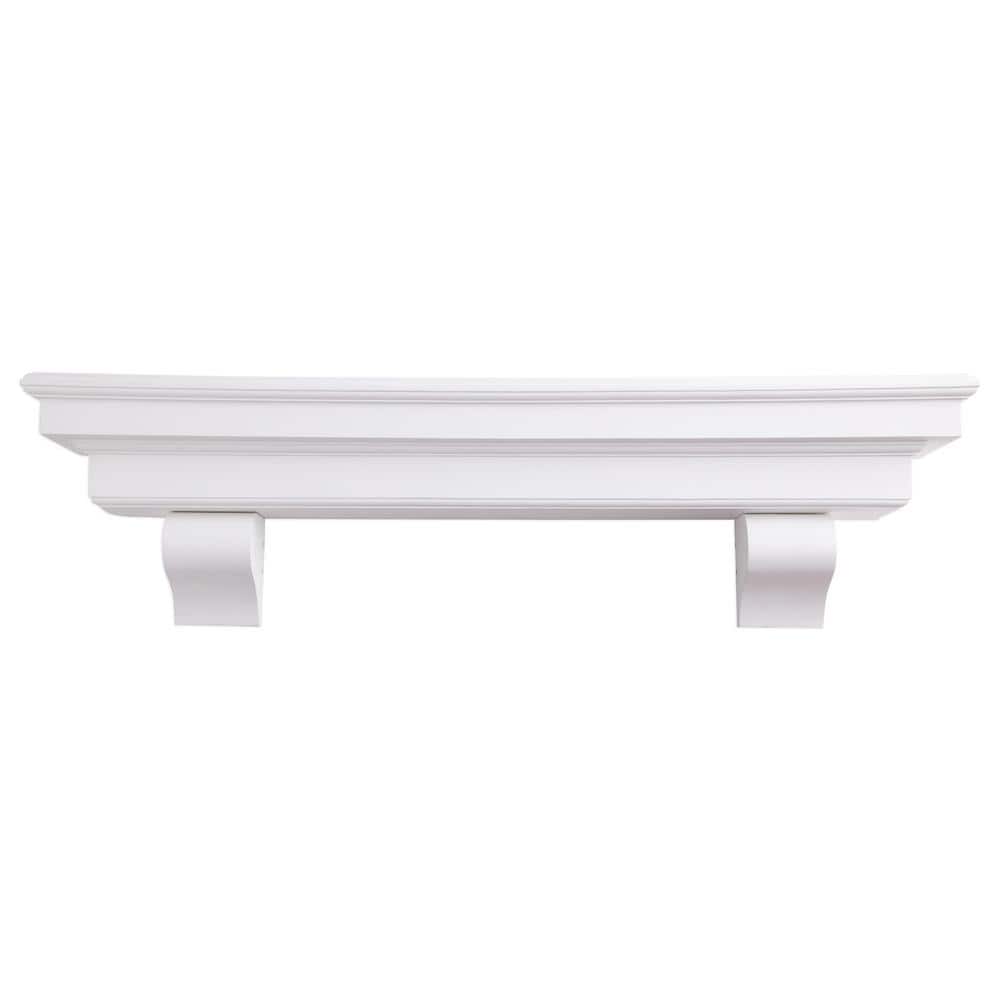 48" White Lacquered Solid Wood Floating Mantel Shelf