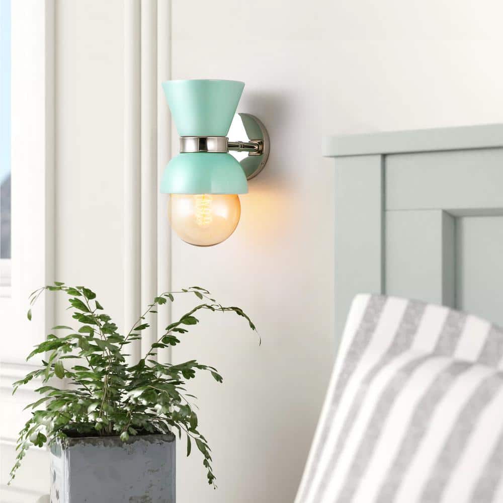 RRTYO Loucks 1Light 5.9 in. Ceramic Gloss Robins Egg Blue Wall Sconce