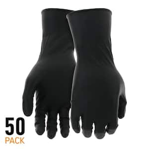 X-Large Black 8-Mil Thick 100% Nitrile Disposable Work Gloves with Textured Grip and Touch Screen Capability (50-Pack)