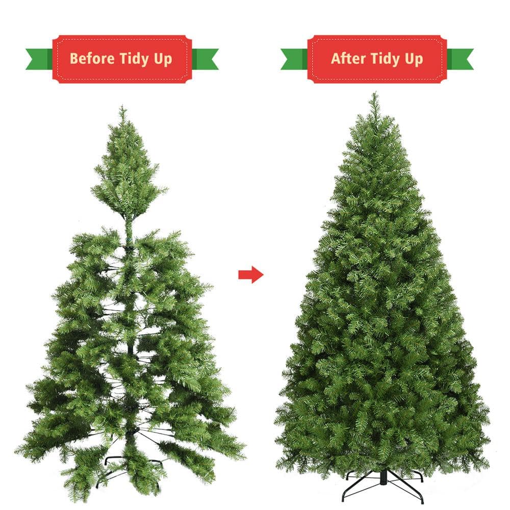 8' Green PVC Spruce Christmas Tree with Warm White LED Lights