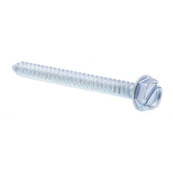 Prime-Line #10 x 2 in. Zinc Plated Steel Slotted Drive Hex Washer Head Self-Tapping Sheet Metal Screws (25-Pack)