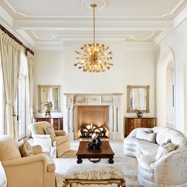 Modern Sputnik Chandelier 34.65 in. 14-Light Gold Chandelier, Chandelier for Dining Room, Living Room, Foyer