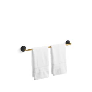 Tone 24 in. Single Towel Bar in Matte Black with Moderne Brass