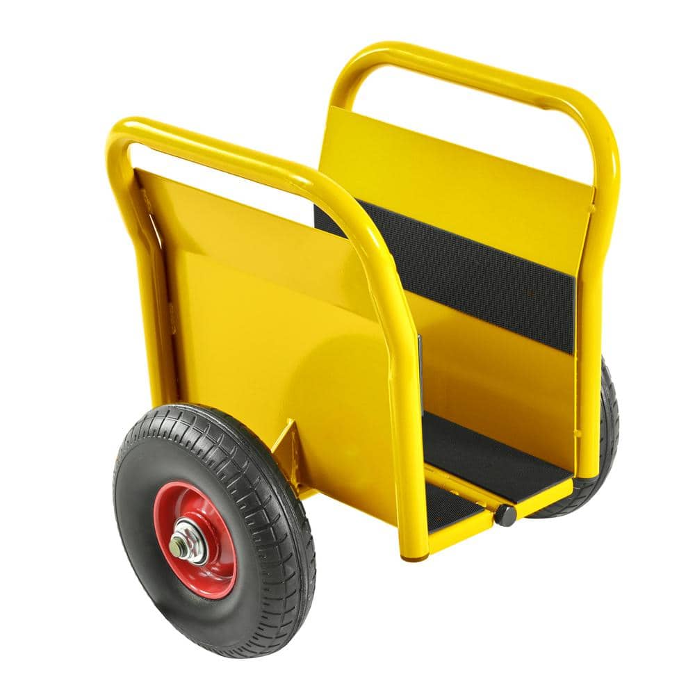 Yellow Heavy Duty Panel Dolly, Slab Dolly, 2-Handles 10 in. Solid Rubber Ti