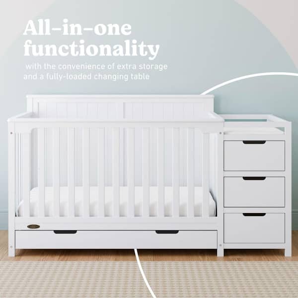 Graco Hadley White 4-in-1 Convertible Crib and Changer with Drawer