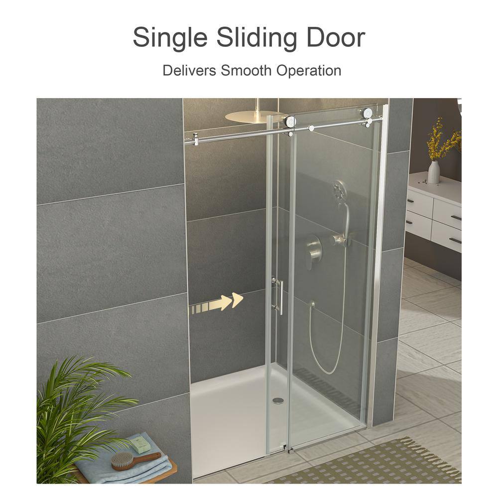 48'' Chrome Semi-Frameless Sliding Shower Door with Clear Glass