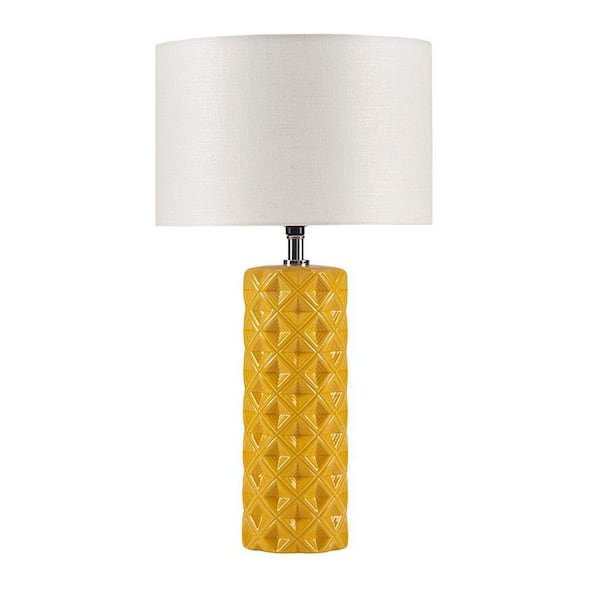 Jushua 19.69 in. Geometric Ceramic Table Lamp, Yellow