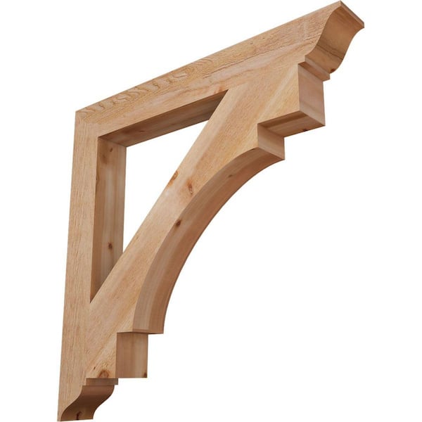 Ekena Millwork 6 in. x 48 in. x 48 in. Western Red Cedar Merced Traditional Rough Sawn Bracket