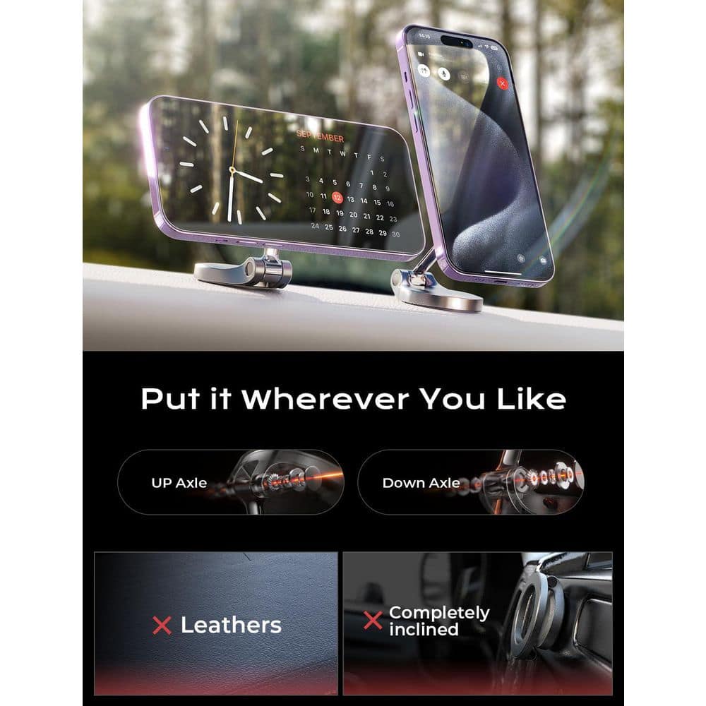 Magnetic 360° Rotation Dashboard Car Phone Holder - Thumbnail 5