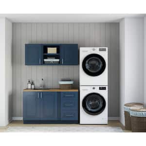Greenwich Valencia Blue Plywood Shaker Stock Ready to Assemble Kitchen-Laundry Cabinet Kit 24 in. x 77 in. x 60 in.