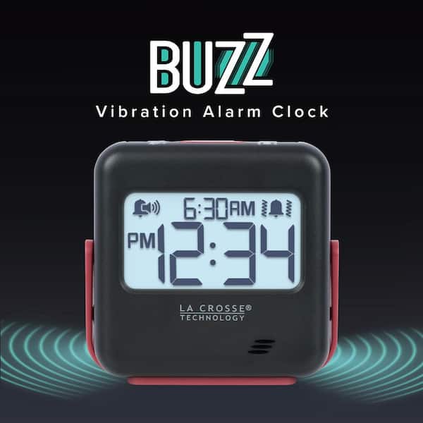 La Crosse Technology 617-43937-Int Buzz Digital Alarm Clock with Vibration and Loud Sound