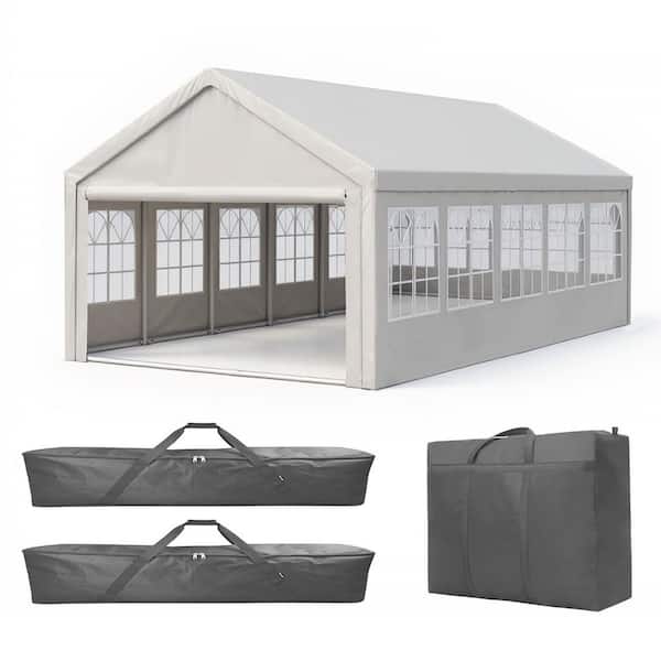 16 ft. x 32 ft. Canopy Party Tent with 3 Storage Bag and Removable Sidewalls with 4 Ground Tubes for Parties Wedding BBQ
