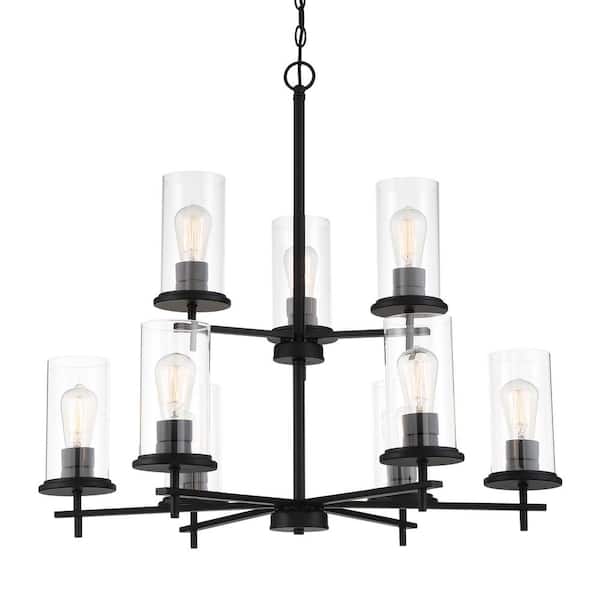 Minka Lavery Haisley 9-Light Black Chandelier with Clear Glass Shades