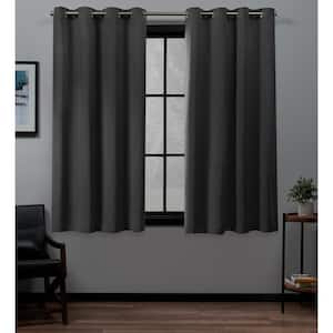 Academy Charcoal Solid Blackout Grommet Top Curtain, 52 in. W x 63 in. L (Set of 2)