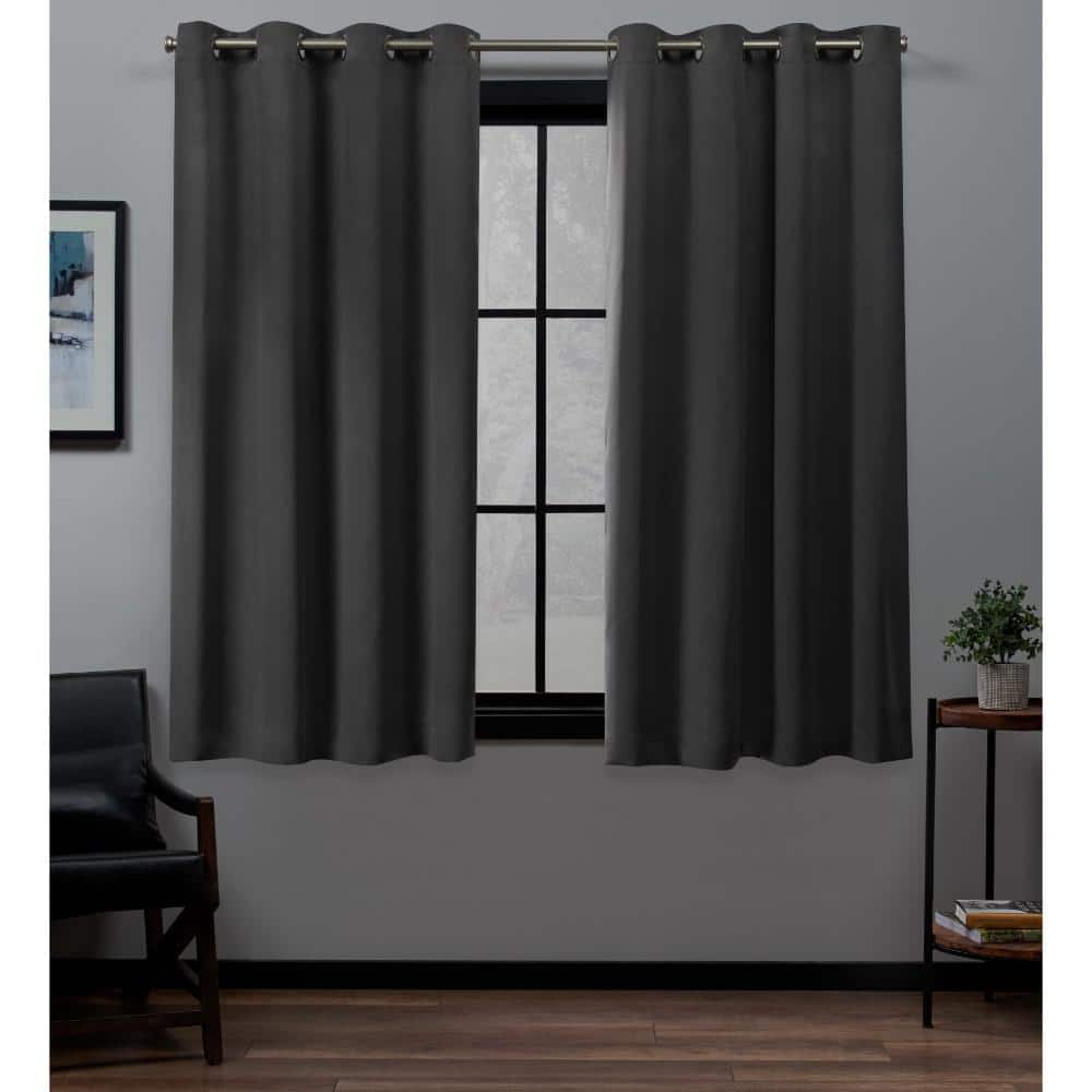 Exclusive Home Curtains Academy Charcoal Grey 52 in. W x 63 in. L