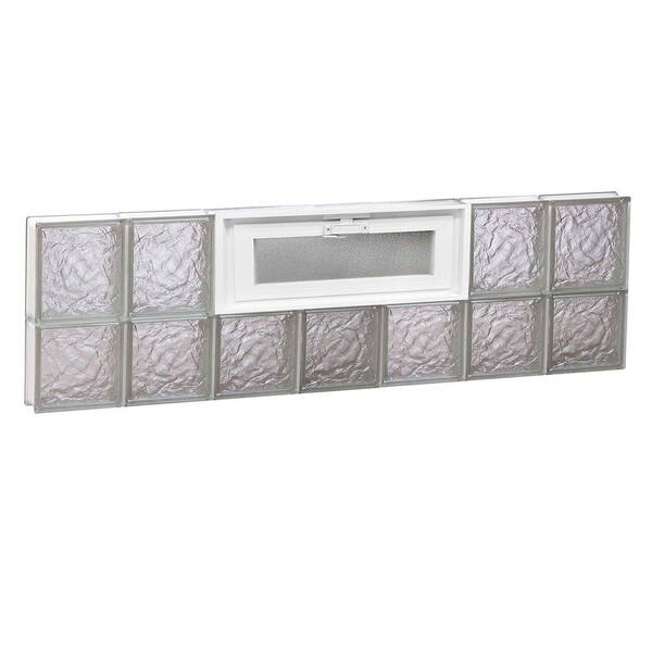 Clearly Secure 40.125 in. x 13.5 in. x 3.125 in. Frameless Ice Pattern Vented Glass Block Window