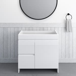 Mace 36 in. W x 18 in. D x 34 in. H Bath Vanity Cabinet without Top in Glossy White with Left-Side Drawers