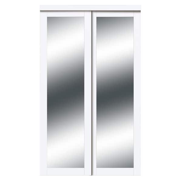 Truporte 72 In X 80 Harmony White, Mirrored French Closet Doors Home Depot