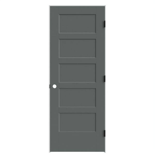 Masonite 24 in. x 80 in. 5-Panel Bayshore Left-Hand Solid Core Cordite Molded Composite Single Prehung Interior Door Flat Jamb