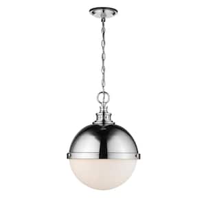 2-Light Chrome Pendant with Opal Etched Glass Shades
