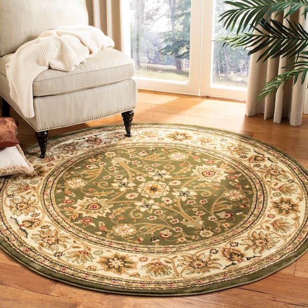 Lyndhurst Sage/Ivory 8 ft. x 8 ft. Round Floral Antique Border Area Rug