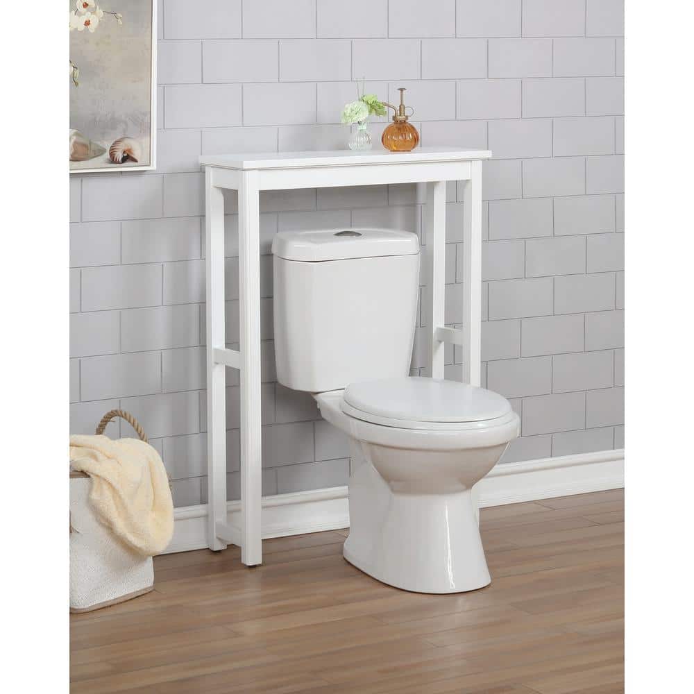White Wood Over-the-Toilet Storage Shelf