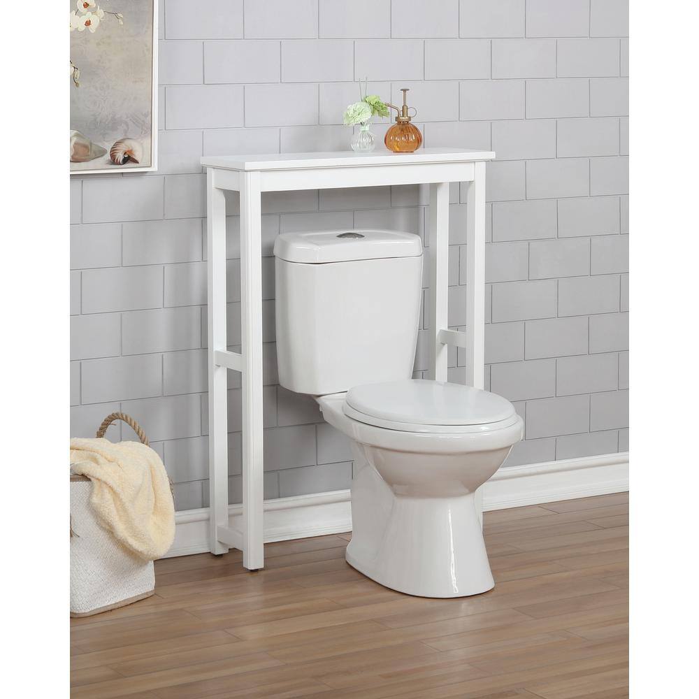 White Wood Over-the-Toilet Storage Shelf