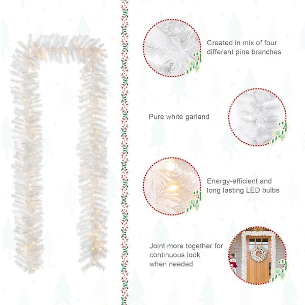 6 Foot Glittered Iced Pine Garland - Silver/White Iridescent or  Gold/Iridescent