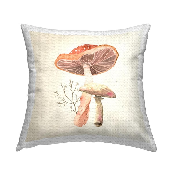 Stupell Industries Forest Botanical Mushrooms Beige Square Outdoor Throw Pillow