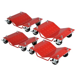 4-Piece Heavy-Duty Tire Wheel Dolly Skate Auto Repair Dollies Vehicle Moving Dolly, 6000 lbs., Red