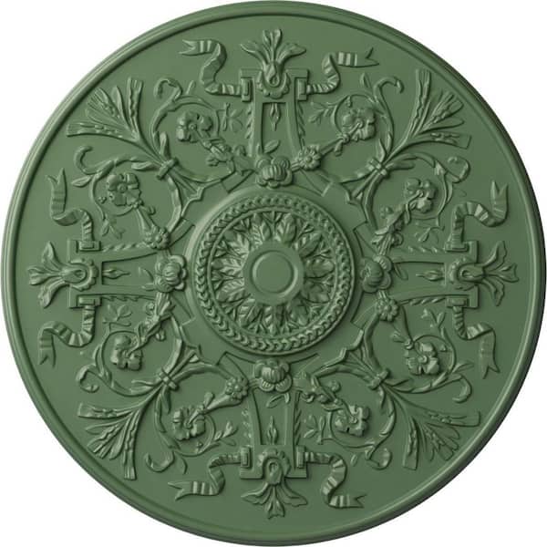 Ekena Millwork 33" x 1-3/4" Versailles Urethane Ceiling (Fits Canopies up to 3-1/4"), Hand-Painted Athenian Green