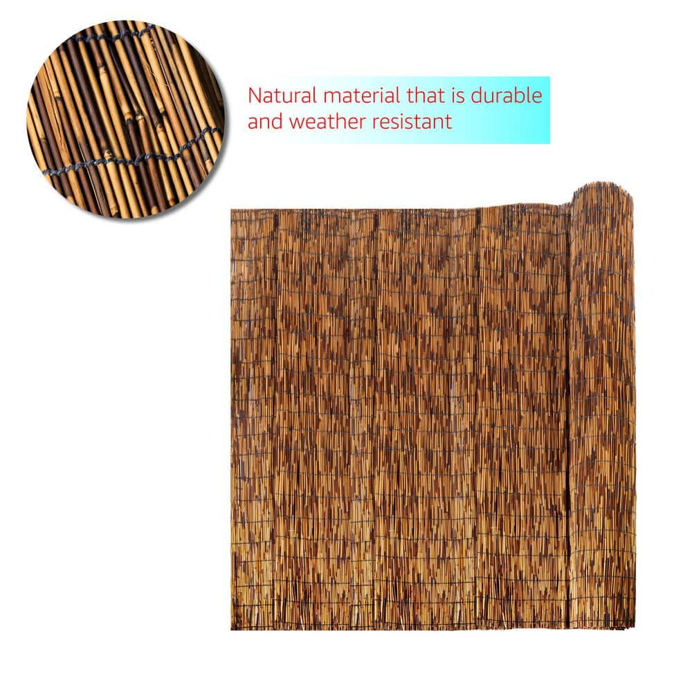 16.4 ft x 4 ft Brown Bamboo Reed Privacy Screen Fence