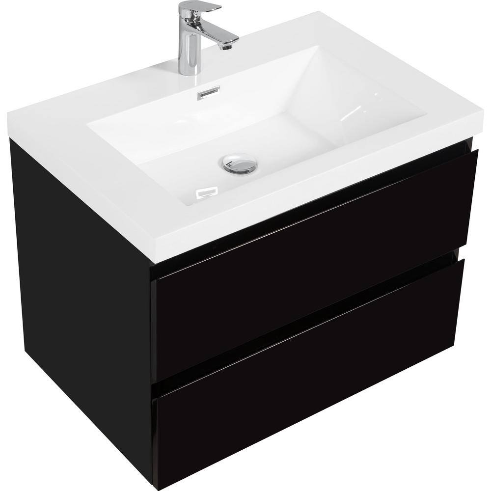 Modern Design 19.69 in. W x 29.53 in. D x 22.44 in. H Floating Bath Vanity in Black with Glossy White Premium Resin Top price history on PriceWatchPro