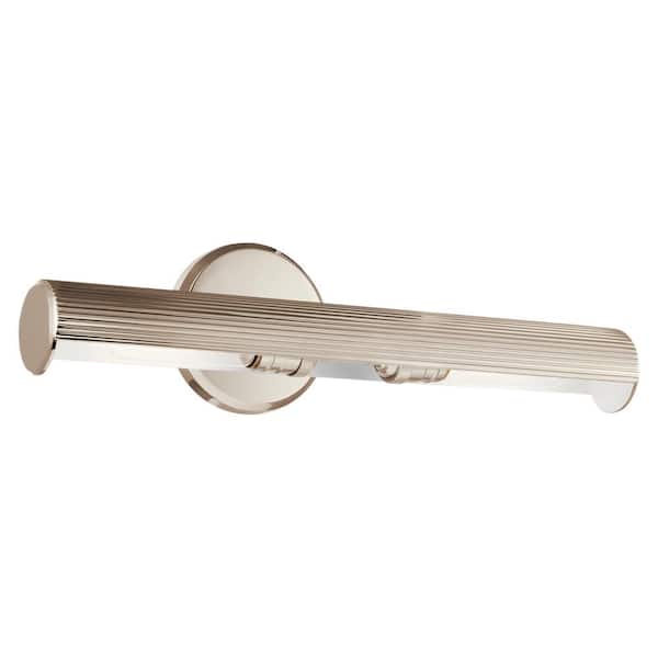 KICHLER Midi 18 in. 2-Light Polished Nickel LED Hallway Indoor Wall Sconce Picture Light with Adjustable Arm