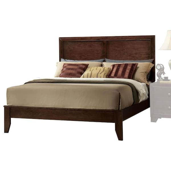 HomeRoots 90 in. x 76 in. x 52 in. Espresso Rubber and Tropical Wood Frame California King Panel Bed