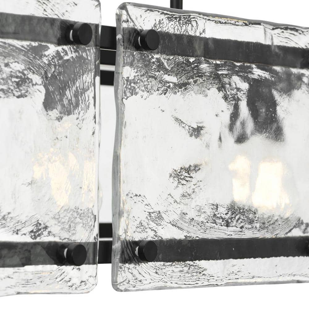 Rivera Matte Black 5-Light Linear Glass Chandelier