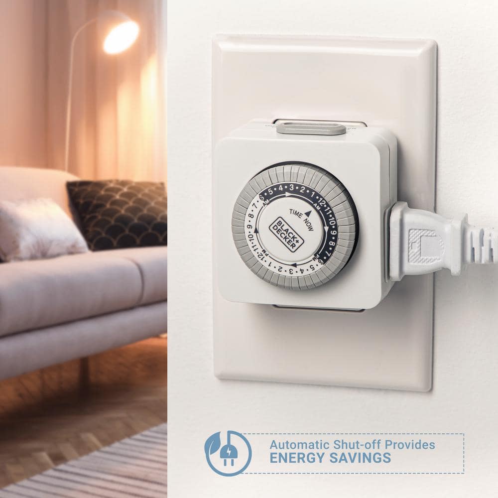 White and Gray Analog Indoor Programmable Timer, 2-Pack