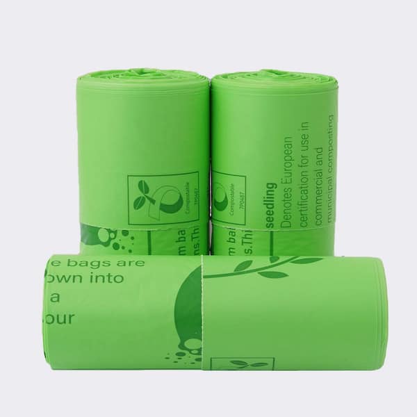 Compostable Trash Bags 5 Gal. with Handles, Extra Thick 0.78 Mil, Certified ASTM D6400 and EN 13432, 45-Count