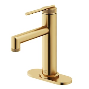 Sterling Single-Handle Single Hole Bathroom Faucet with Deck Plate in Matte Gold