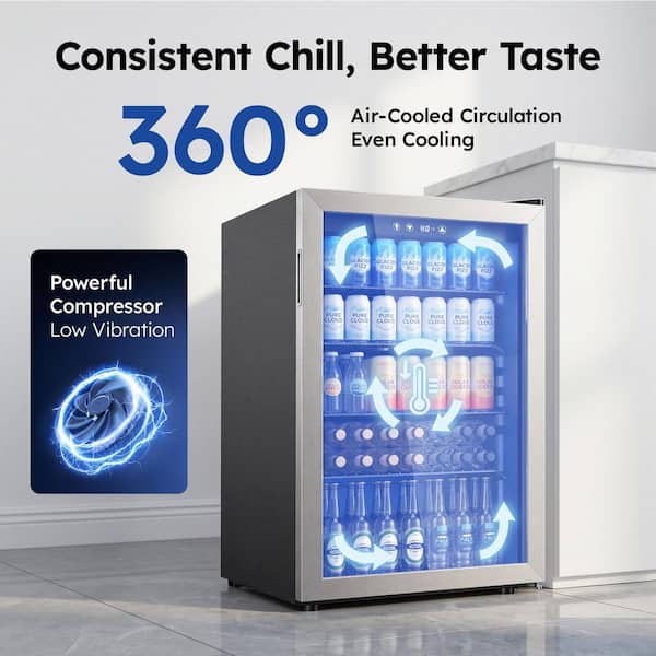 SIMZLIFE 20.3 in Single Zone 145-Cans Freestanding Beverage and