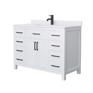 Beckett 48 in. W x 22 in. D x 35 in. H Single Sink Bathroom Vanity in White with White Cultured Marble Top