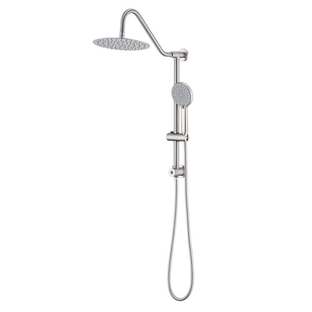 thumbnail image 2 of Zoe Industries Neptune Dual Shower Head – Brushed Nickel, 5 Massage Patterns, Low Lead 2 of 4